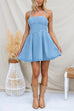 Adjustable Strap A-line Denim Mini Dress
