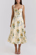 Heididress Lace Trim Drawstring Floral Print Midi Cami Dress