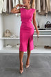 Heididress Crewneck Sleeveless Slit Bodycon Midi Dress