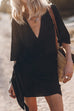 Heididress V Neck Tie Knot Cotton Linen Wrap Mini Dress