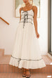 Heididress Spaghetti Strap Frill Trim Tie Bow Maxi Dress