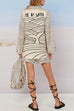 Heididress Collared V Neck Shirt and Side Slit Shorts Vitamin Sea Print Set
