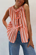 Heididress Crewneck Sleeveless Striped Ruffle Bow Top
