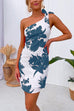 Heididress Tie Knot One Shoulder Printed Mini Holiday Dress