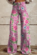 Heididress Leopard Floral Print Wide Leg Pocketed Pants