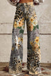 Heididress Leopard Floral Print Wide Leg Pocketed Pants