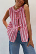 Heididress Crewneck Sleeveless Striped Ruffle Bow Top
