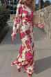 Heididress One Shoulder Long Sleeve Floral Print Maxi Dress