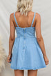 Adjustable Strap A-line Denim Mini Dress