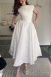 Heididress Cap Sleeves Open Back Waisted Swing Midi Dress