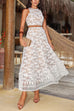 Heididress Sleeveless Palm Trees Embroidery Crop Top