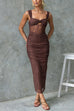 Heididress Twist Knot Cut Out Ruched Bodycon Maxi Cami Dress