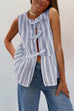 Heididress Crewneck Sleeveless Striped Ruffle Bow Top