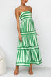 Heididress Spaghetti Strap Ruffle Tiered Color Block Striped Maxi Dress