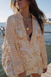Heididress Collared V Neck Shirt and Side Slit Shorts Vitamin Sea Print Set