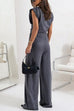 Heididress Ruched Asymmetrical Top and Wide Leg Pants Set