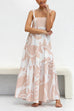Heididress Adjustable Strap Waisted Soleil Print Ruffle Maxi Dress