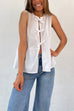 Heididress Crewneck Sleeveless Striped Ruffle Bow Top
