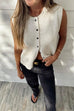 Heididress Crewneck Sleeveless Button Down Knitting Top