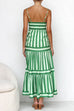 Heididress Spaghetti Strap Tiered Color Block Striped Maxi Dress