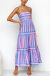 Heididress Spaghetti Strap Ruffle Tiered Color Block Striped Maxi Dress