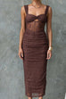 Heididress Twist Knot Cut Out Ruched Bodycon Maxi Cami Dress