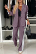 Heididress Patchwork Notch Lapel Pocketed Blazer Elastic Waist Wide Leg Pants Casual Set