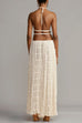 Heididress Frilled Halter Open Back Crop Top and Pleated Maxi Skirt Set