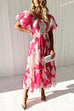 Heididress Off Shoulder Puff Sleeves Tiered Printed Midi Swing Dress