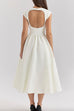 Heididress Cap Sleeves Open Back Waisted Swing Midi Dress