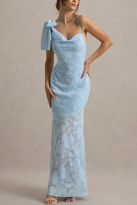 Heididress Sleeveless Bow Shoulder Flare Maxi Dress