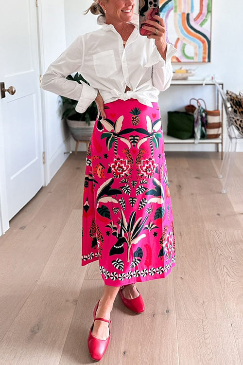 Heididress High Rise Tropic Print Midi Skirt