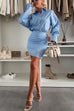 Heididress Long Sleeves Button Up Striped Mini Shirt Dress