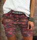 Heididress Elastic Waist Buttons Skinny Camo Shorts