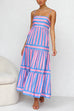 Heididress Spaghetti Strap Ruffle Tiered Color Block Striped Maxi Dress