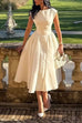 Heididress Cap Sleeves Open Back Waisted Swing Midi Dress