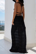 Heididress Frilled Halter Open Back Crop Top and Pleated Maxi Skirt Set