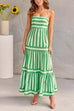 Heididress Spaghetti Strap Tiered Color Block Striped Maxi Dress
