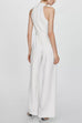 Criss Cross Front Sleeveless Belted Wide Leg Jumpsuit