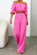 Heididress Off Shoulder Half Sleeves Crop Top Wide Leg Pants Set
