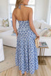 Heididress Halter Cut Out Backless Frill Trim Floral Print Maxi Dress