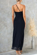 Heididress One Shoulder Slit Ruffle Mesh Maxi Dress