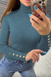 Heididress Turtleneck Gold Buttons Ribbed Knit Top