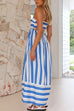 Heididress Back Cut Out High Waist Striped Maxi Cami Dress