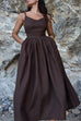 Heididress Tie Shoulder Backless Waisted Swing Maxi Cami Dress