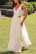 Heididress V Neck Sleeveless Cut Out Swing Maxi Dress