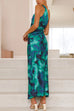 Heididress One Shoulder Drawstring Cut Out Printed Maxi Pleated Dress