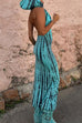 Heididress Cowl Neck Backless Tie Dye Hoodied Maxi Dress