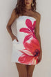 Heididress Strapless Tube Pocketed Lily Print Mini Dress