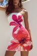 Heididress Strapless Tube Pocketed Lily Print Mini Dress